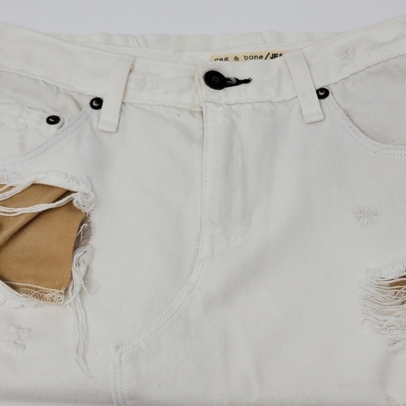 RAG & BONE DISTRESSED DESTROYED SHRED WHITE DENIM SKIRT WOMEN SIZE 25 ROCKER - Picture 10 of 13